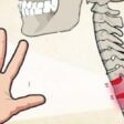Ilustração de mão com pontos vermelhos de dormencia nas mãos